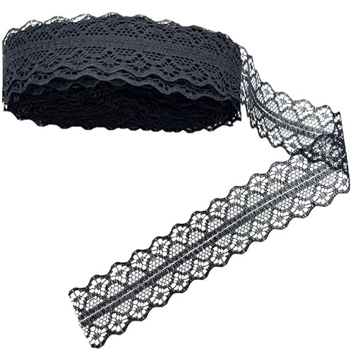 QIUSHIBO Spitzenband 10 Yard schwarzes Spitzenband Spitzenstoff DIY Gurtband Dekoration Hochzeitskleid Nähen for Handarbeiten Kleidung Material Handwerk Spitzenborte(2 Width 2.8cm) von QIUSHIBO