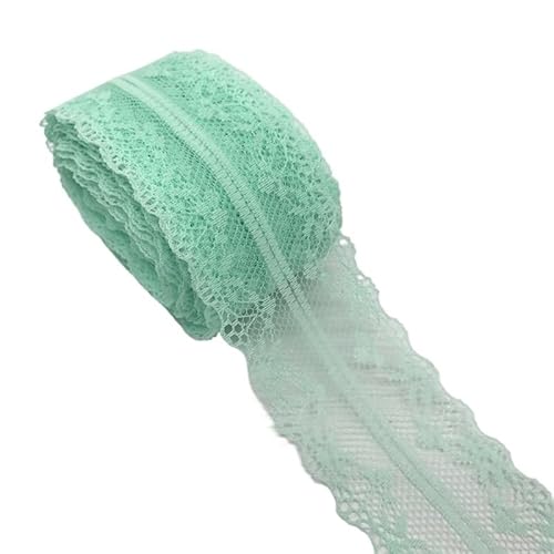 QIUSHIBO Spitzenband 10 Yards/Lot 40mm Bilaterale Kunsthandwerk Gestickte Spitze Stoffbesatz Spitzenband Dekoration DIY Nähen Handwerk Spitzenborte(Cyan) von QIUSHIBO