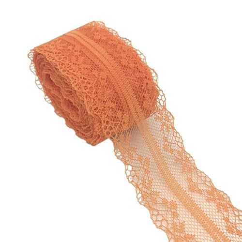 QIUSHIBO Spitzenband 10 Yards/Lot 40mm Bilaterale Kunsthandwerk Gestickte Spitze Stoffbesatz Spitzenband Dekoration DIY Nähen Handwerk Spitzenborte(Orange) von QIUSHIBO