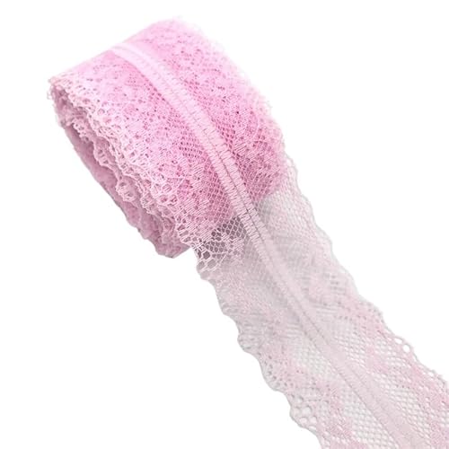 QIUSHIBO Spitzenband 10 Yards/Lot 40mm Bilaterale Kunsthandwerk Gestickte Spitze Stoffbesatz Spitzenband Dekoration DIY Nähen Handwerk Spitzenborte(Pink) von QIUSHIBO