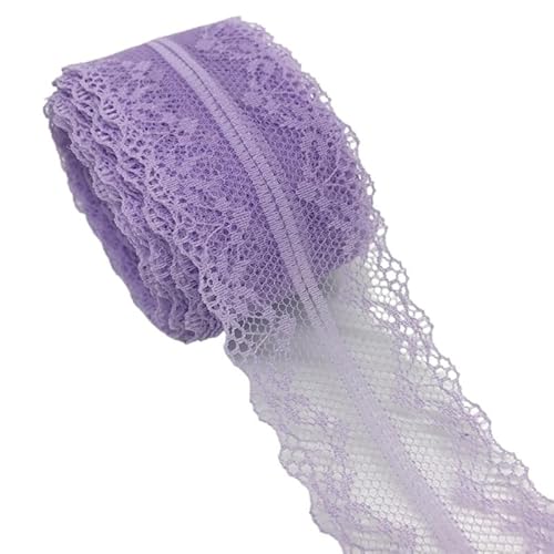 QIUSHIBO Spitzenband 10 Yards/Lot 40mm Bilaterale Kunsthandwerk Gestickte Spitze Stoffbesatz Spitzenband Dekoration DIY Nähen Handwerk Spitzenborte(Purple) von QIUSHIBO