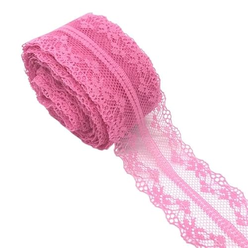 QIUSHIBO Spitzenband 10 Yards/Lot 40mm Bilaterale Kunsthandwerk Gestickte Spitze Stoffbesatz Spitzenband Dekoration DIY Nähen Handwerk Spitzenborte(Rose) von QIUSHIBO