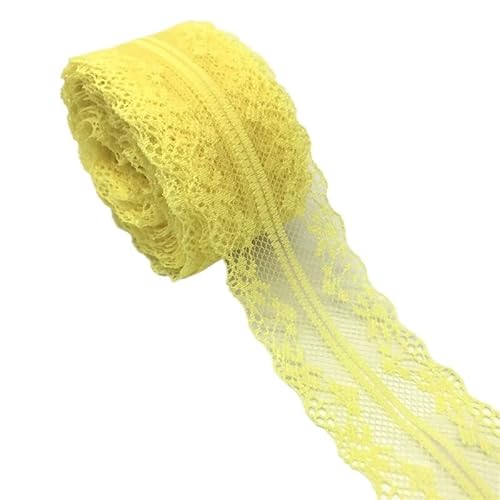 QIUSHIBO Spitzenband 10 Yards/Lot 40mm Bilaterale Kunsthandwerk Gestickte Spitze Stoffbesatz Spitzenband Dekoration DIY Nähen Handwerk Spitzenborte(Yellow) von QIUSHIBO
