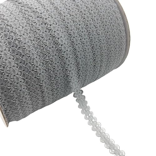 QIUSHIBO Spitzenband 10 Yards/Lot 5/8 Zoll (15 mm) Spitzenband, bilaterales Kunsthandwerk, bestickter Netz-Spitzenbesatz, Stoffband, DIY Nähen, Rock-Zubehör Spitzenborte(Gray) von QIUSHIBO