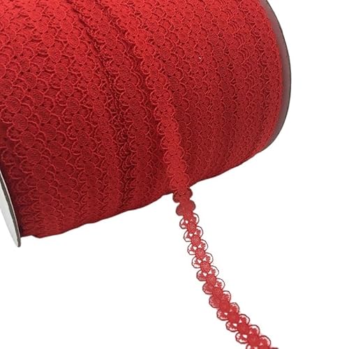 QIUSHIBO Spitzenband 10 Yards/Lot 5/8 Zoll (15 mm) Spitzenband, bilaterales Kunsthandwerk, bestickter Netz-Spitzenbesatz, Stoffband, DIY Nähen, Rock-Zubehör Spitzenborte(Red) von QIUSHIBO