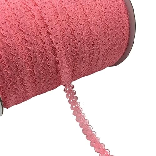 QIUSHIBO Spitzenband 10 Yards/Lot 5/8 Zoll (15 mm) Spitzenband, bilaterales Kunsthandwerk, bestickter Netz-Spitzenbesatz, Stoffband, DIY Nähen, Rock-Zubehör Spitzenborte(Rose) von QIUSHIBO