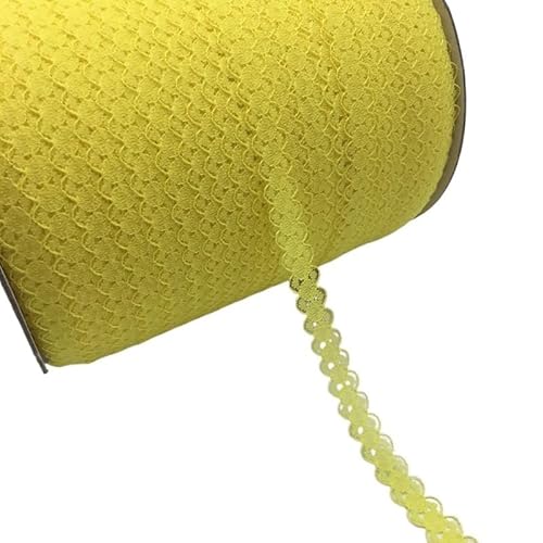 QIUSHIBO Spitzenband 10 Yards/Lot 5/8 Zoll (15 mm) Spitzenband, bilaterales Kunsthandwerk, bestickter Netz-Spitzenbesatz, Stoffband, DIY Nähen, Rock-Zubehör Spitzenborte(Yellow) von QIUSHIBO