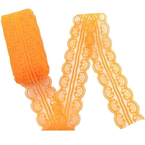 QIUSHIBO Spitzenband 10 Yards/Lot Spitze Bilateralen Band Kunsthandwerk Gesticktes Netz for Hochzeit for Kleid for Nähen Spitze Bogen Dekorationen Breite 5 cm Spitzenborte(Orange Lace) von QIUSHIBO