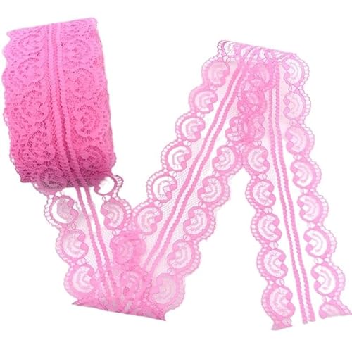 QIUSHIBO Spitzenband 10 Yards/Lot Spitze Bilateralen Band Kunsthandwerk Gesticktes Netz for Hochzeit for Kleid for Nähen Spitze Bogen Dekorationen Breite 5 cm Spitzenborte(Rose red Lace) von QIUSHIBO