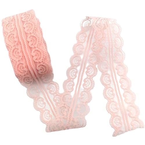 QIUSHIBO Spitzenband 10 Yards/Lot Spitze Bilateralen Band Kunsthandwerk Gesticktes Netz for Hochzeit for Kleid for Nähen Spitze Bogen Dekorationen Breite 5 cm Spitzenborte(Shell pink Lace) von QIUSHIBO