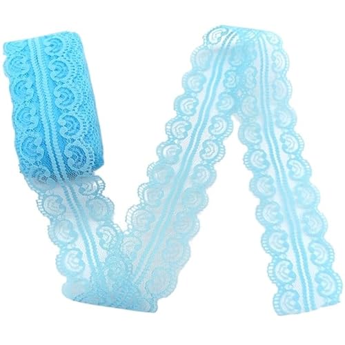 QIUSHIBO Spitzenband 10 Yards/Lot Spitze Bilateralen Band Kunsthandwerk Gesticktes Netz for Hochzeit for Kleid for Nähen Spitze Bogen Dekorationen Breite 5 cm Spitzenborte(Sky Blue Lace) von QIUSHIBO