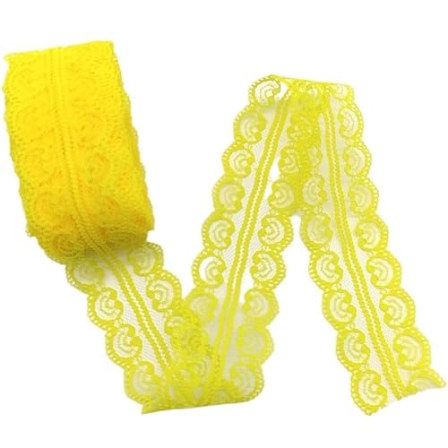 QIUSHIBO Spitzenband 10 Yards/Lot Spitze Bilateralen Band Kunsthandwerk Gesticktes Netz for Hochzeit for Kleid for Nähen Spitze Bogen Dekorationen Breite 5 cm Spitzenborte(Yellow Lace) von QIUSHIBO