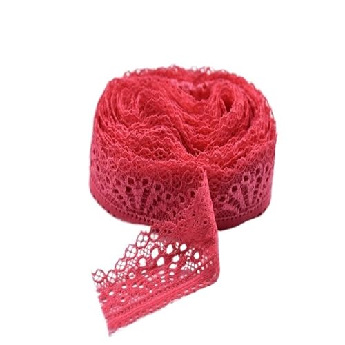 QIUSHIBO Spitzenband 10 Yards/Lot Stretch Elastische Spitze Trimmen Bänder 30mm Spitze Stoff Stickerei Nähen DIY Kleidung Hochzeit Dekorative Spitzenborte(Rose red,5 Yards) von QIUSHIBO