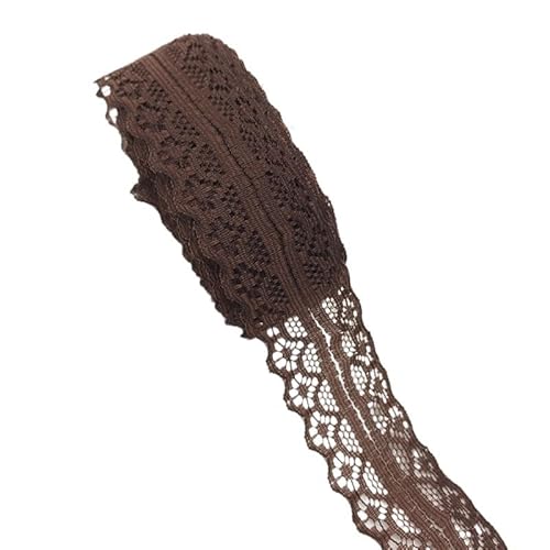 QIUSHIBO Spitzenband 10 Yards 30mm Bilaterale Kunsthandwerk Gestickte Spitze Stoffbesatz Spitzenband Dekoration DIY Nähen Handwerk Spitzenborte(Coffee) von QIUSHIBO