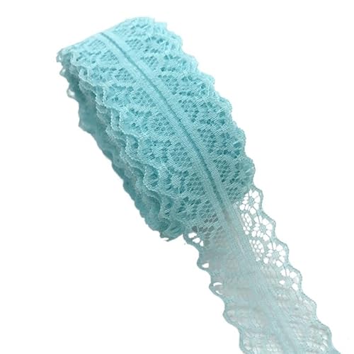 QIUSHIBO Spitzenband 10 Yards 30mm Bilaterale Kunsthandwerk Gestickte Spitze Stoffbesatz Spitzenband Dekoration DIY Nähen Handwerk Spitzenborte(Cyan) von QIUSHIBO