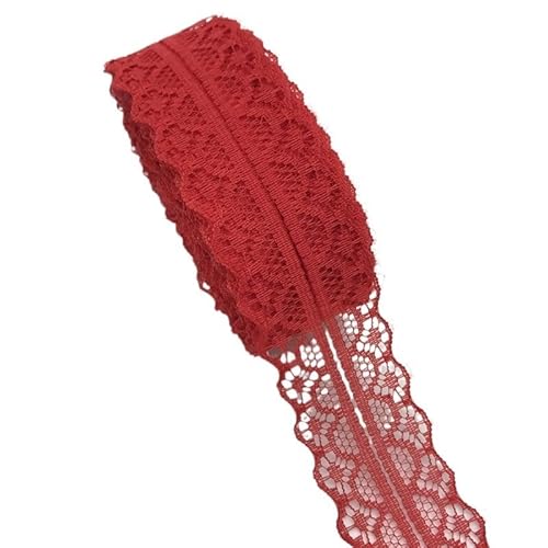 QIUSHIBO Spitzenband 10 Yards 30mm Bilaterale Kunsthandwerk Gestickte Spitze Stoffbesatz Spitzenband Dekoration DIY Nähen Handwerk Spitzenborte(Red) von QIUSHIBO
