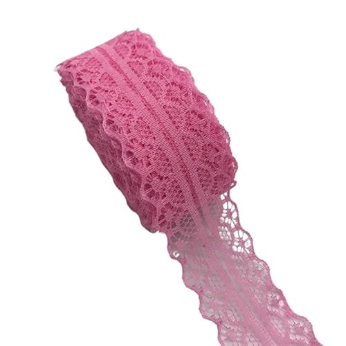 QIUSHIBO Spitzenband 10 Yards 30mm Bilaterale Kunsthandwerk Gestickte Spitze Stoffbesatz Spitzenband Dekoration DIY Nähen Handwerk Spitzenborte(Rose) von QIUSHIBO