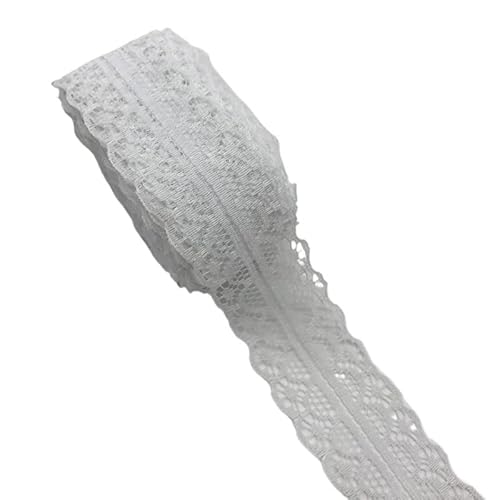 QIUSHIBO Spitzenband 10 Yards 30mm Bilaterale Kunsthandwerk Gestickte Spitze Stoffbesatz Spitzenband Dekoration DIY Nähen Handwerk Spitzenborte(White) von QIUSHIBO