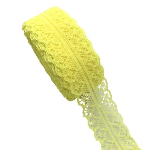 QIUSHIBO Spitzenband 10 Yards 30mm Bilaterale Kunsthandwerk Gestickte Spitze Stoffbesatz Spitzenband Dekoration DIY Nähen Handwerk Spitzenborte(Yellow) von QIUSHIBO
