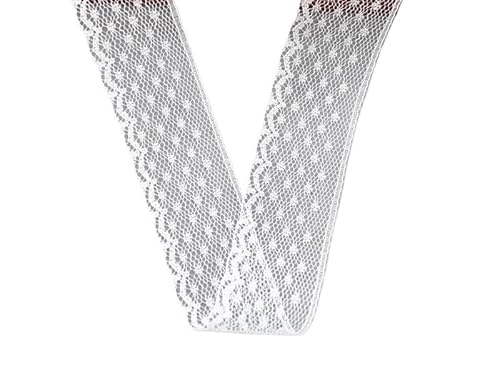 QIUSHIBO Spitzenband 10 Yards 38 Arten Farbe Weiß Spitzenband Gewebtes Band Spitze Hochzeitsstoff DIY Kleidung/Geschenkverpackung Spitzenborte(23-Width 3.4CM) von QIUSHIBO