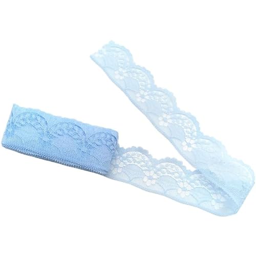 QIUSHIBO Spitzenband 10 Yards Band Spitze for Besticktes Netz for Stoff for Kleidung Alles for Handarbeit Stoff Nähmaterial Zubehör Breite 4 cm Spitzenborte(Light Blue Lace) von QIUSHIBO