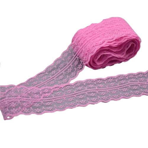 QIUSHIBO Spitzenband 10 Yards weißes Spitzenband, Bandbreite 45 mm, Besatz, DIY, bestickte Netzschnur for Nähen, Dekoration, Spitzenstoff Spitzenborte(Dark pink) von QIUSHIBO