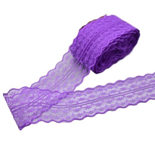 QIUSHIBO Spitzenband 10 Yards weißes Spitzenband, Bandbreite 45 mm, Besatz, DIY, bestickte Netzschnur for Nähen, Dekoration, Spitzenstoff Spitzenborte(Deep Purple) von QIUSHIBO