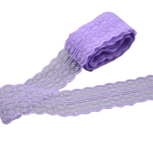 QIUSHIBO Spitzenband 10 Yards weißes Spitzenband, Bandbreite 45 mm, Besatz, DIY, bestickte Netzschnur for Nähen, Dekoration, Spitzenstoff Spitzenborte(Light Purple) von QIUSHIBO
