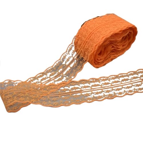 QIUSHIBO Spitzenband 10 Yards weißes Spitzenband, Bandbreite 45 mm, Besatz, DIY, bestickte Netzschnur for Nähen, Dekoration, Spitzenstoff Spitzenborte(Orange) von QIUSHIBO