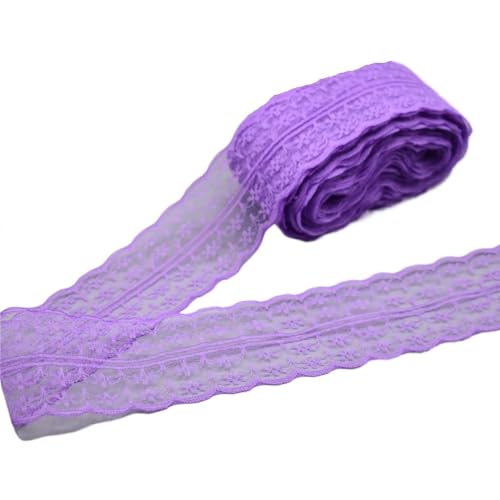 QIUSHIBO Spitzenband 10 Yards weißes Spitzenband, Bandbreite 45 mm, Besatz, DIY, bestickte Netzschnur for Nähen, Dekoration, Spitzenstoff Spitzenborte(Purple) von QIUSHIBO