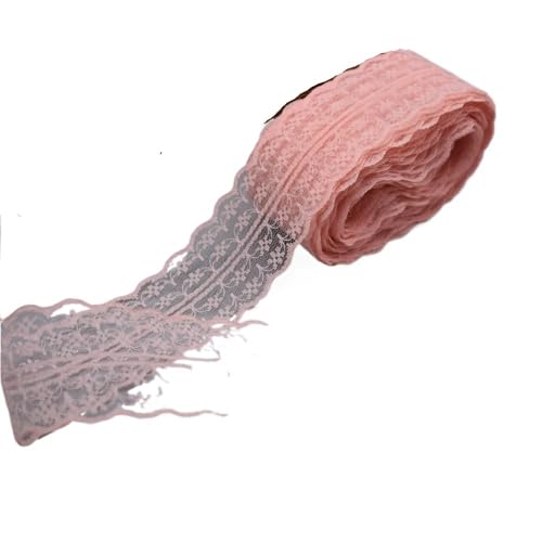 QIUSHIBO Spitzenband 10 Yards weißes Spitzenband, Bandbreite 45 mm, Besatz, DIY, bestickte Netzschnur for Nähen, Dekoration, Spitzenstoff Spitzenborte(Shell pink) von QIUSHIBO
