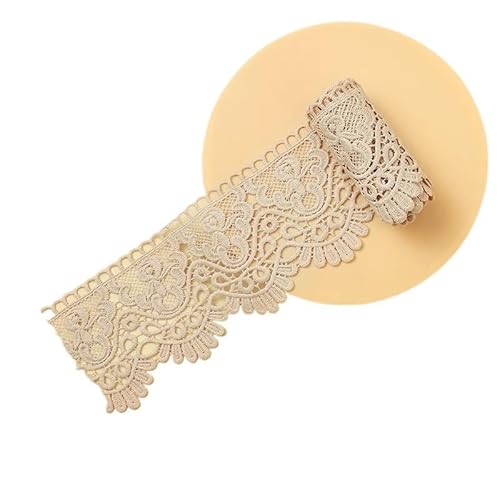 QIUSHIBO Spitzenband 10 cm breites, ausgehöhltes, mit Blumen Besticktes, schwarz-weißes Spitzenband, DIY-Bekleidung, Nähen, Stoff, Milchseide, wasserlösliches Spitzenband Spitzenborte(Light Gray) von QIUSHIBO