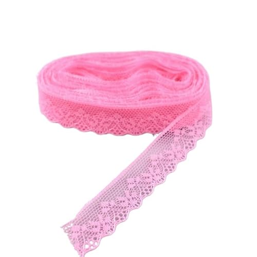 QIUSHIBO Spitzenband 10yards Spitzenstoff Weißes Spitzenband 1,8CM DIY Schmuck/Kleidung/Hochzeitsdekorationen/Spitzenstoff Spitzenbesatz Kleid Spitzenborte(Deep Pink) von QIUSHIBO
