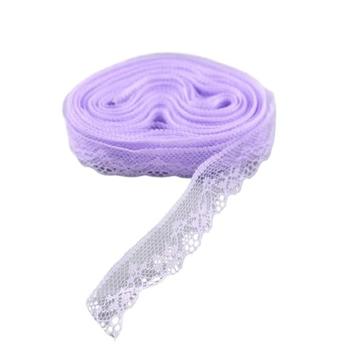 QIUSHIBO Spitzenband 10yards Spitzenstoff Weißes Spitzenband 1,8CM DIY Schmuck/Kleidung/Hochzeitsdekorationen/Spitzenstoff Spitzenbesatz Kleid Spitzenborte(Light Purple) von QIUSHIBO