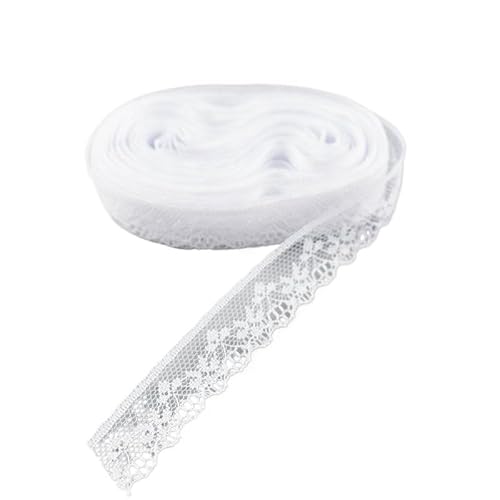QIUSHIBO Spitzenband 10yards Spitzenstoff Weißes Spitzenband 1,8CM DIY Schmuck/Kleidung/Hochzeitsdekorationen/Spitzenstoff Spitzenbesatz Kleid Spitzenborte(White) von QIUSHIBO