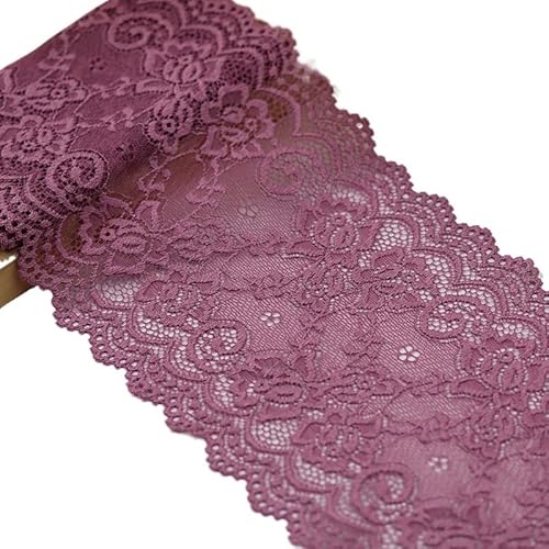 QIUSHIBO Spitzenband 15 cm elastisches, ausgehöhltes, mit Blumen Besticktes Spitzenband, DIY-Bekleidung, Nähen, Stoff, Heimtextilien, Dekoration, weiß-schwarzes Spitzenband Spitzenborte(Purple) von QIUSHIBO
