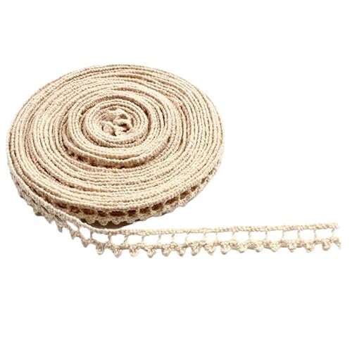QIUSHIBO Spitzenband 2/5/10 Yards Beige Baumwolle bestickte Spitze Applikation DIY handgemachte Handwerk Kleidung Trim Bänder Nähen Tüll Zubehör liefert Spitzenborte(1-Width 10mm,5 Yards) von QIUSHIBO