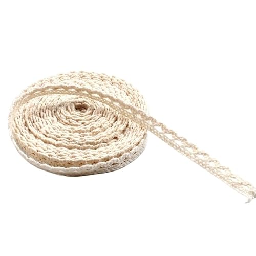 QIUSHIBO Spitzenband 2/5/10 Yards Beige Baumwolle bestickte Spitze Applikation DIY handgemachte Handwerk Kleidung Trim Bänder Nähen Tüll Zubehör liefert Spitzenborte(2-Width 9mm,2 Yards) von QIUSHIBO
