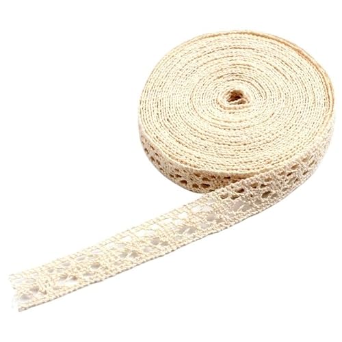 QIUSHIBO Spitzenband 2/5/10 Yards Beige Baumwolle bestickte Spitze Applikation DIY handgemachte Handwerk Kleidung Trim Bänder Nähen Tüll Zubehör liefert Spitzenborte(3-Width 10mm,2 Yards) von QIUSHIBO