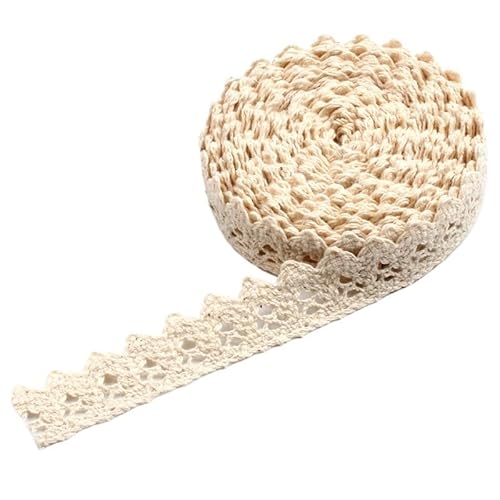 QIUSHIBO Spitzenband 2/5/10 Yards Beige Baumwolle bestickte Spitze Applikation DIY handgemachte Handwerk Kleidung Trim Bänder Nähen Tüll Zubehör liefert Spitzenborte(4-Width 20mm,5 Yards) von QIUSHIBO