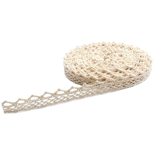 QIUSHIBO Spitzenband 2/5/10 Yards Beige Baumwolle bestickte Spitze Applikation DIY handgemachte Handwerk Kleidung Trim Bänder Nähen Tüll Zubehör liefert Spitzenborte(6-Width 10mm,5 Yards) von QIUSHIBO