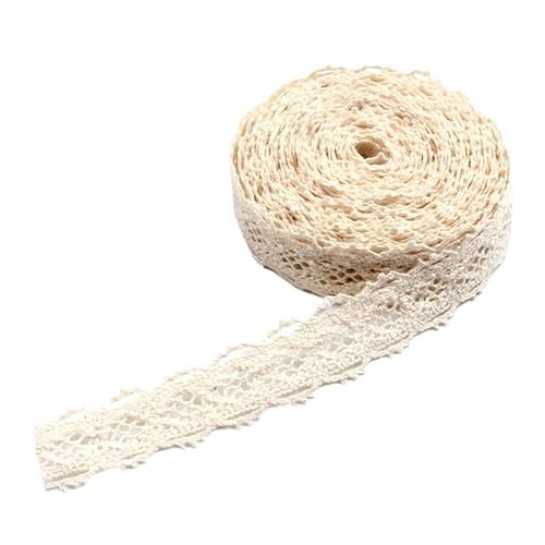 QIUSHIBO Spitzenband 2/5/10 Yards Beige Baumwolle bestickte Spitze Applikation DIY handgemachte Handwerk Kleidung Trim Bänder Nähen Tüll Zubehör liefert Spitzenborte(7-Width 15mm,5 Yards) von QIUSHIBO