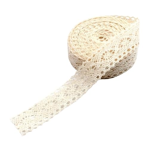 QIUSHIBO Spitzenband 2/5/10 Yards Beige Baumwolle bestickte Spitze Applikation DIY handgemachte Handwerk Kleidung Trim Bänder Nähen Tüll Zubehör liefert Spitzenborte(8-Width 19mm,5 Yards) von QIUSHIBO