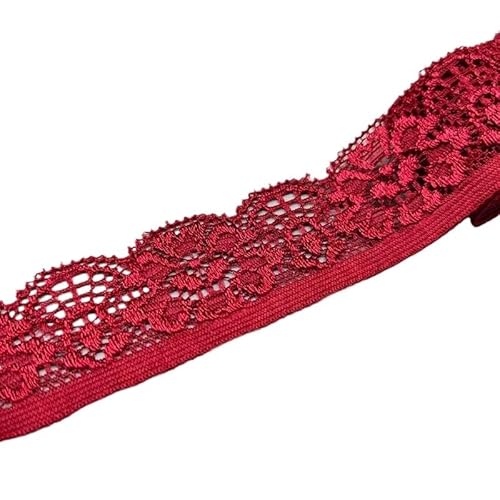 QIUSHIBO Spitzenband 2 Yard elastisches Spitzenstoffband, 2,5 cm breit, Spitzenbesatzband, DIY-Handwerk, Stoff, Stoffe, Stretch, Unterwäsche, Zubehör Spitzenborte(25) von QIUSHIBO