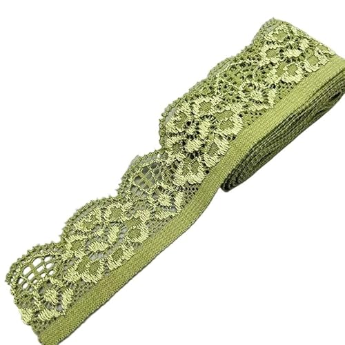 QIUSHIBO Spitzenband 2 Yard elastisches Spitzenstoffband, 2,5 cm breit, Spitzenbesatzband, DIY-Handwerk, Stoff, Stoffe, Stretch, Unterwäsche, Zubehör Spitzenborte(28) von QIUSHIBO