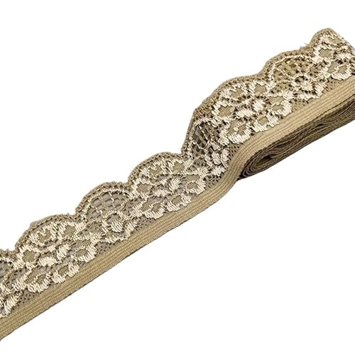 QIUSHIBO Spitzenband 2 Yard elastisches Spitzenstoffband, 2,5 cm breit, Spitzenbesatzband, DIY-Handwerk, Stoff, Stoffe, Stretch, Unterwäsche, Zubehör Spitzenborte(31) von QIUSHIBO