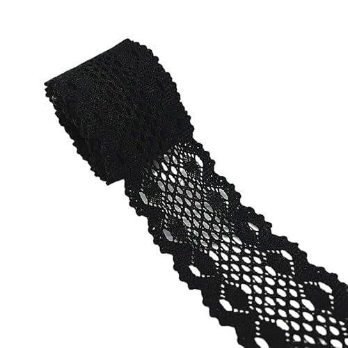 QIUSHIBO Spitzenband 2 Yards schwarzes Spitzen-Baumwoll-Spitzenband for Bekleidung, Nähen, Stoffbesatz, gehäkeltes Baumwoll-Spitzenband, handgefertigte Accessoires Spitzenborte(03) von QIUSHIBO