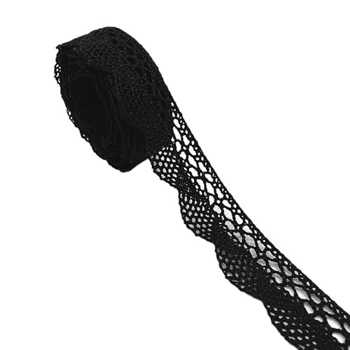 QIUSHIBO Spitzenband 2 Yards schwarzes Spitzen-Baumwoll-Spitzenband for Bekleidung, Nähen, Stoffbesatz, gehäkeltes Baumwoll-Spitzenband, handgefertigte Accessoires Spitzenborte(10) von QIUSHIBO