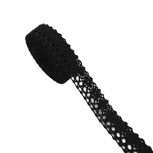 QIUSHIBO Spitzenband 2 Yards schwarzes Spitzen-Baumwoll-Spitzenband for Bekleidung, Nähen, Stoffbesatz, gehäkeltes Baumwoll-Spitzenband, handgefertigte Accessoires Spitzenborte(18) von QIUSHIBO