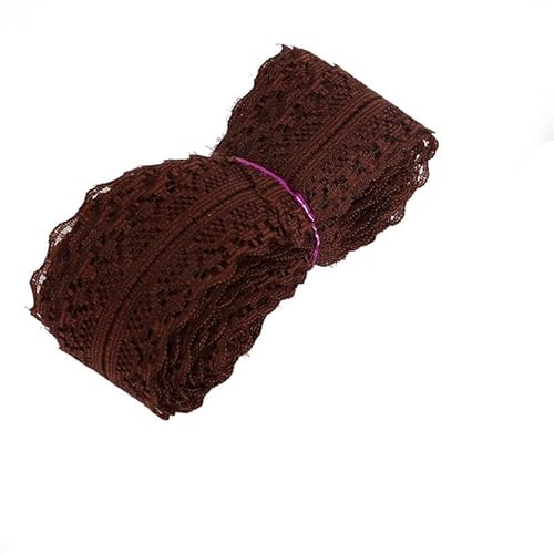 QIUSHIBO Spitzenband 28mm 5 Yards Keine Stretch Spitze DIY Bekleidungsstoff Zubehör Spitzenband for Nähen Vorhang Handarbeiten Spitzenband Spitzenborte(Brown) von QIUSHIBO